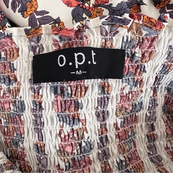 O.P.T Daphne Square Neck Smocked floral midi dress size M - Picture 8 of 9